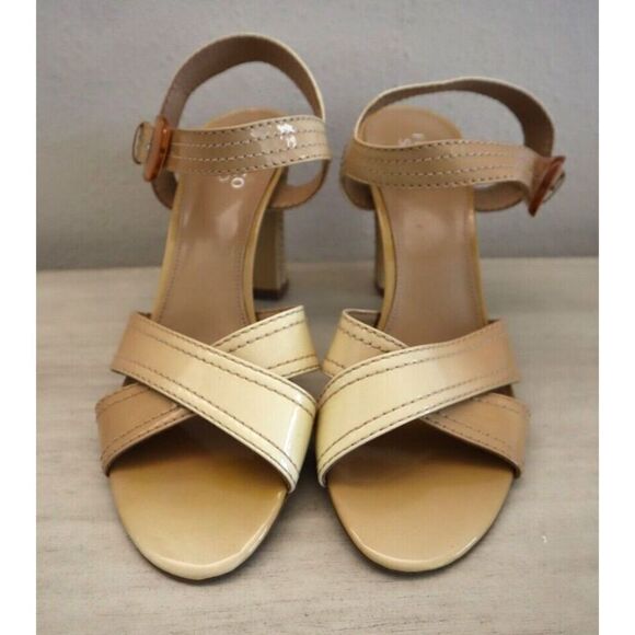 Franco Sarto 19613250 Women Sz 9.5M Beige Classe Ankle Strap Patent Leather Pump - Picture 2 of 11